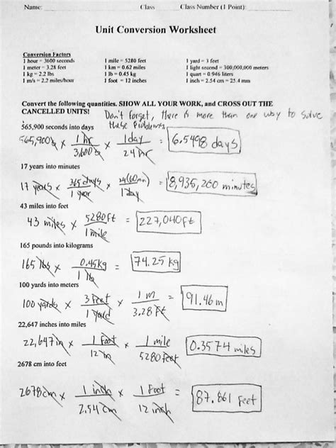 unit conversion word problems worksheet with answers chemistry